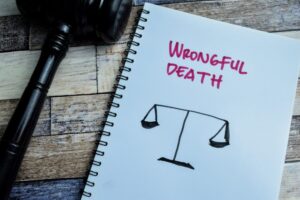 Text Wrongful Death written on a notepad