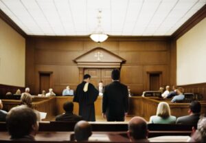 Lawyer in the court at trial of a case