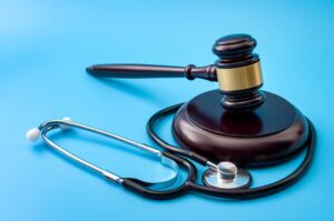 Personal injury, stethoscope and gavel