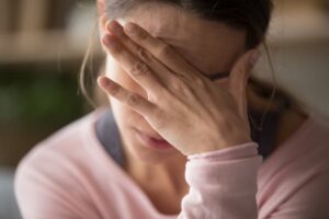Emotional distressed woman after accident